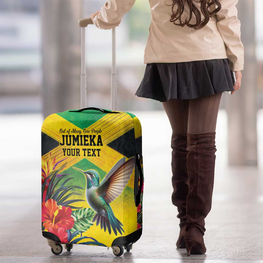 Personalized Jamaica Hummingbird Luggage Cover Tropical Flowers Grunge Flag LT9