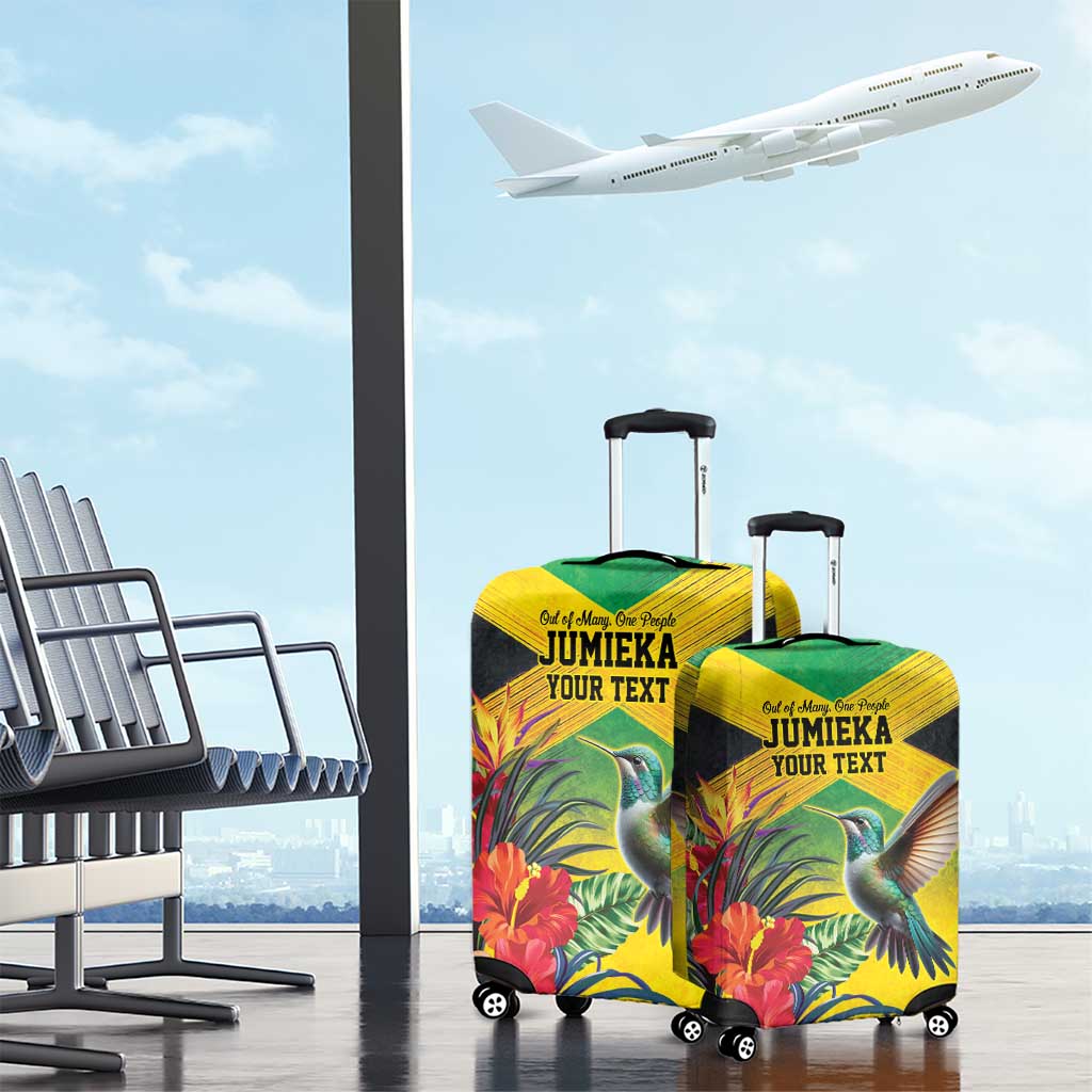 Personalized Jamaica Hummingbird Luggage Cover Tropical Flowers Grunge Flag LT9