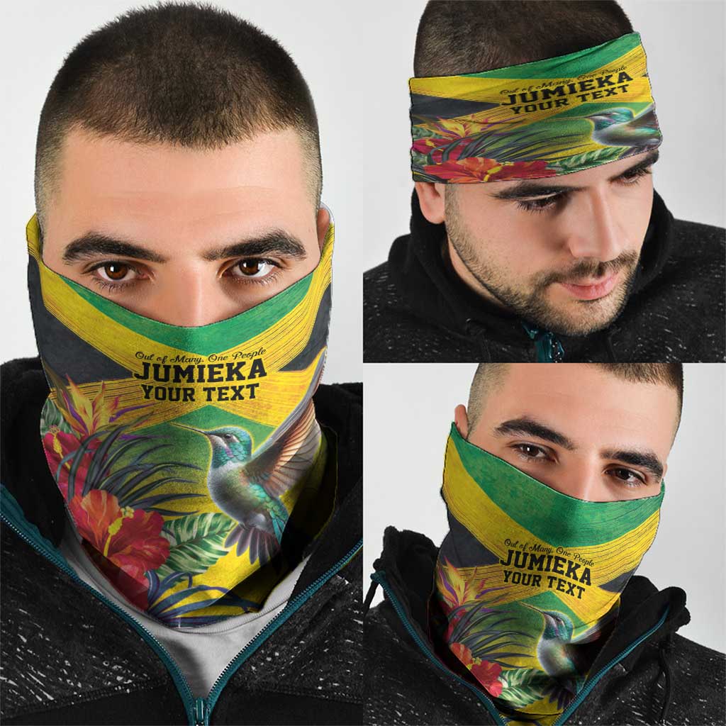 Personalized Jamaica Hummingbird Neck Gaiter Tropical Flowers Grunge Flag LT9