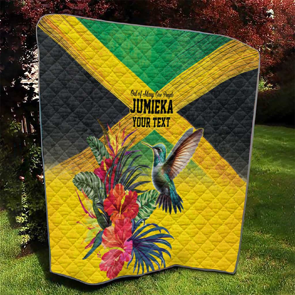 Personalized Black Jamaicans Hummingbird Quilt Tropical Flowers Grunge Flag LT9