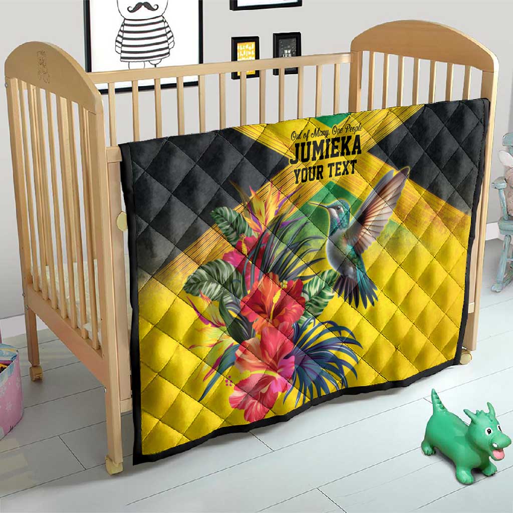 Personalized Black Jamaicans Hummingbird Quilt Tropical Flowers Grunge Flag LT9