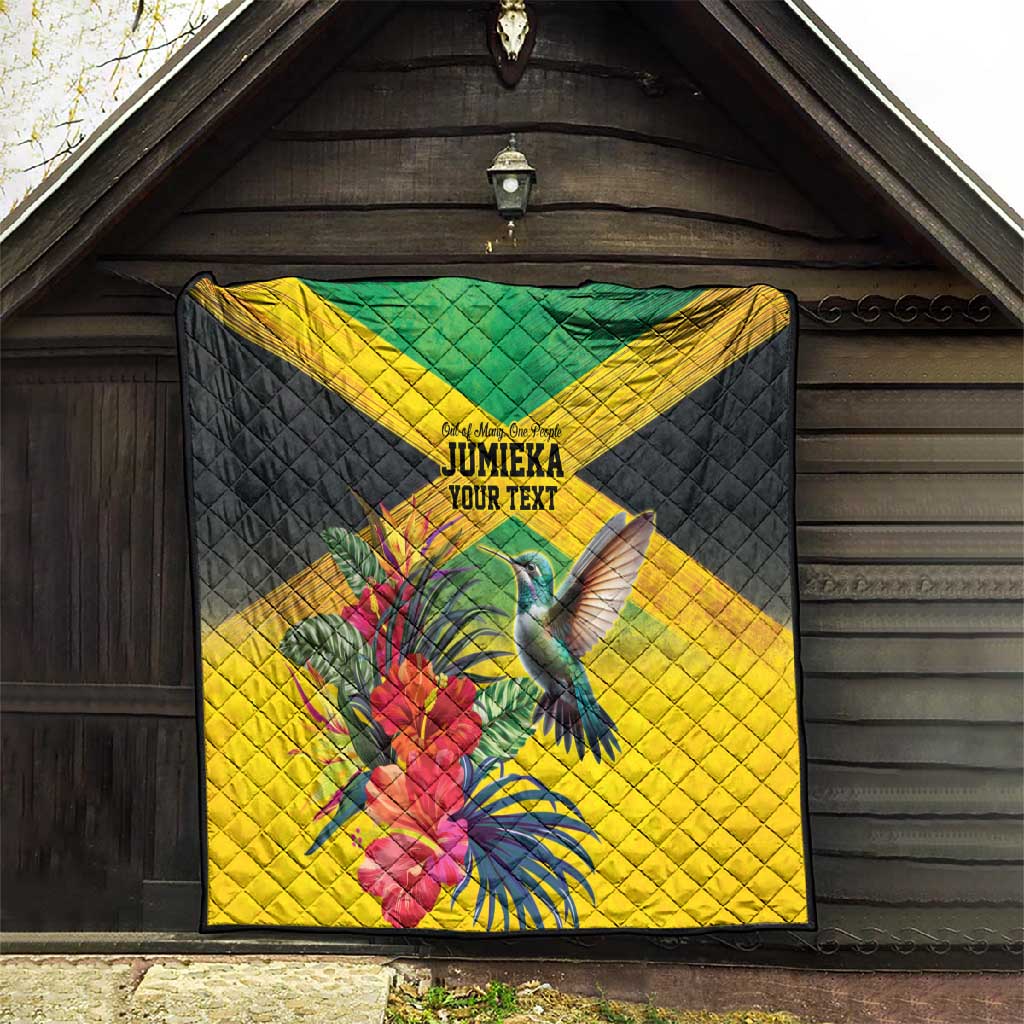 Personalized Black Jamaicans Hummingbird Quilt Tropical Flowers Grunge Flag LT9