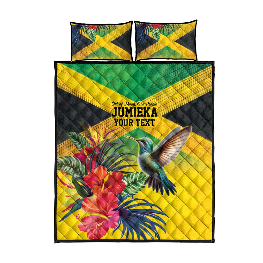Personalized Black Jamaicans Hummingbird Quilt Bed Set Tropical Flowers Grunge Flag LT9
