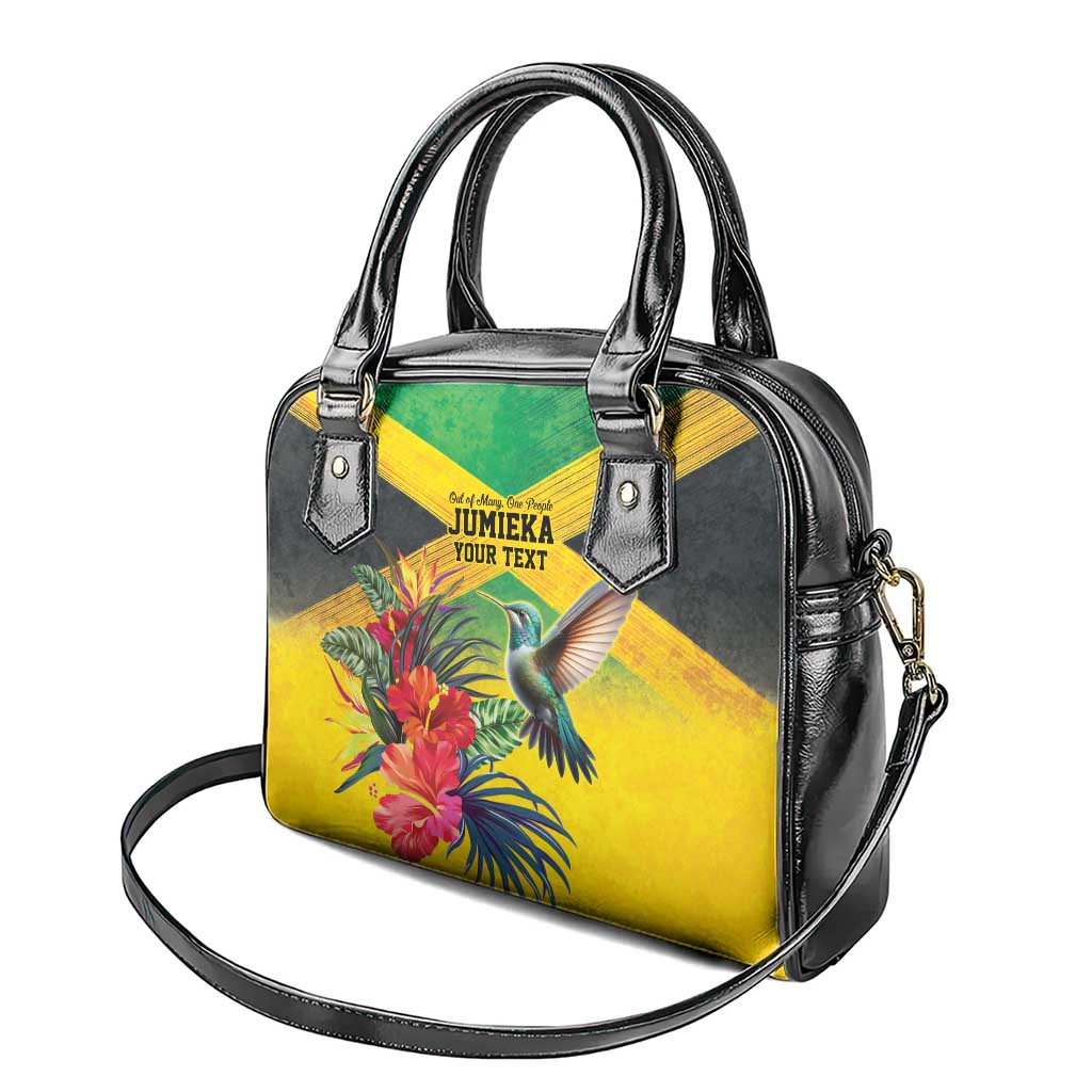 Personalized Jamaica Hummingbird Shoulder Handbag Tropical Flowers Grunge Flag LT9