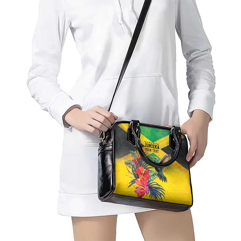 Personalized Jamaica Hummingbird Shoulder Handbag Tropical Flowers Grunge Flag LT9