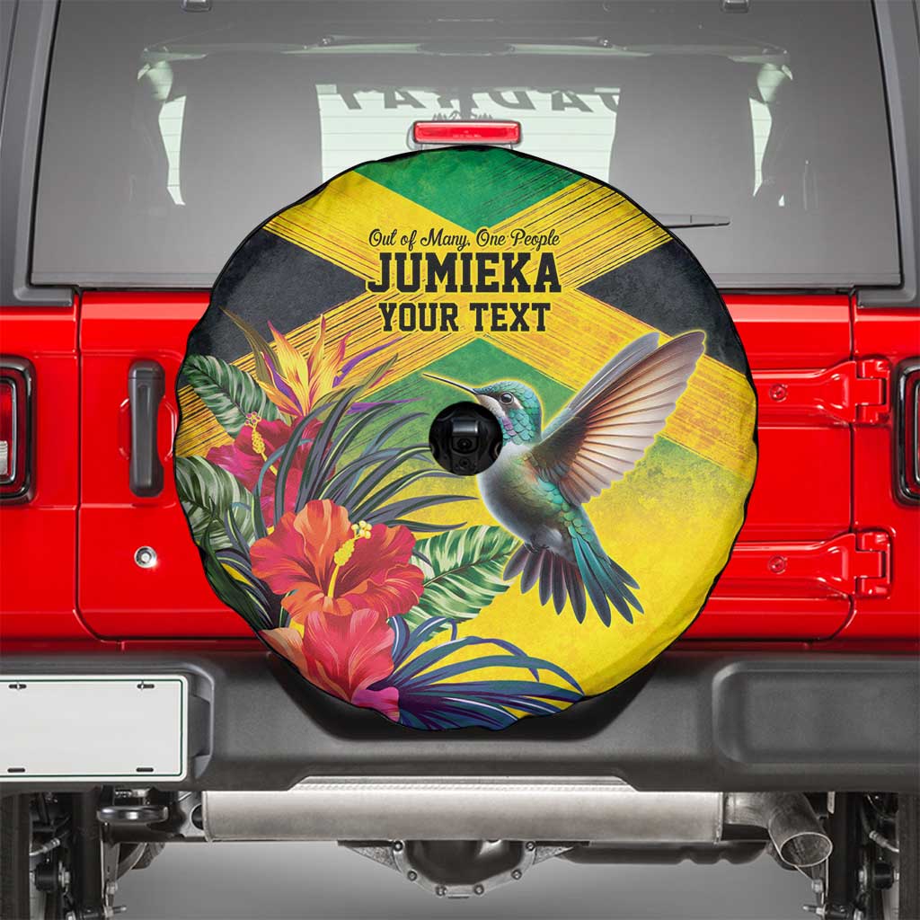 Personalized Jamaica Hummingbird Spare Tire Cover Tropical Flowers Grunge Flag LT9