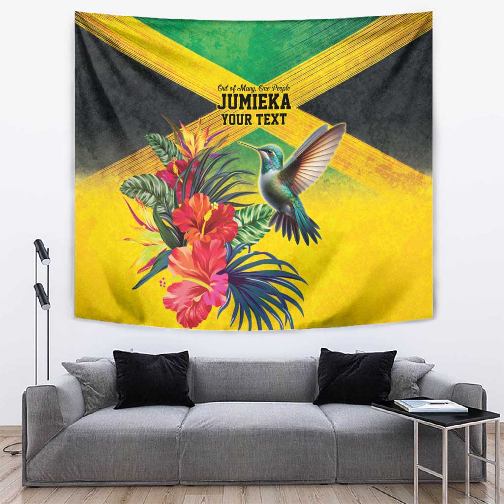 Personalized Black Jamaicans Hummingbird Tapestry Tropical Flowers Grunge Flag LT9