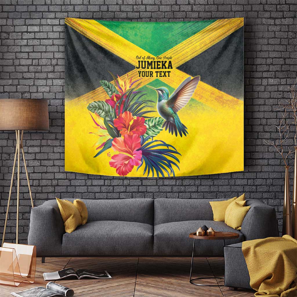 Personalized Black Jamaicans Hummingbird Tapestry Tropical Flowers Grunge Flag LT9