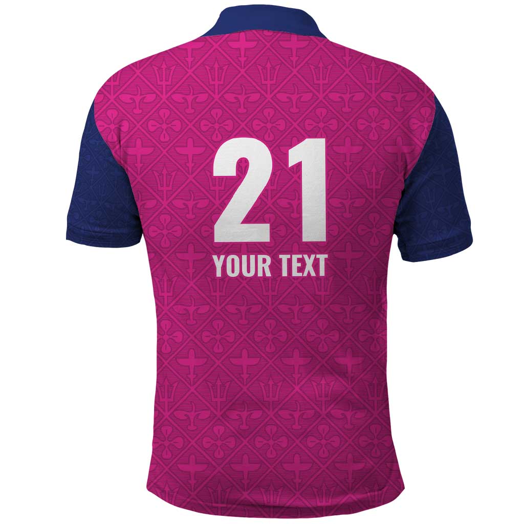Caribbean Cricket Barbados Custom Polo Shirt Strike of the Tridents Pink Fury LT9