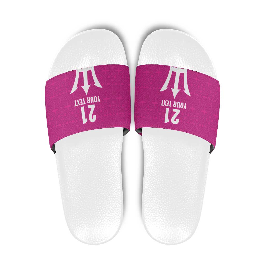 Caribbean Cricket Barbados Custom Slide Sandals Strike of the Tridents Pink Fury LT9