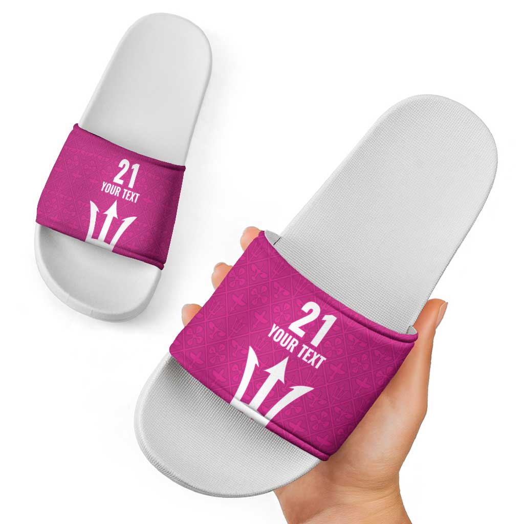 Caribbean Cricket Barbados Custom Slide Sandals Strike of the Tridents Pink Fury LT9