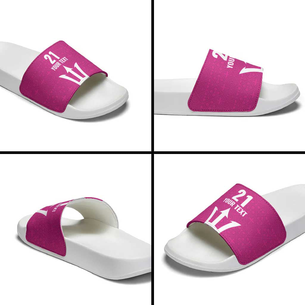 Caribbean Cricket Barbados Custom Slide Sandals Strike of the Tridents Pink Fury LT9