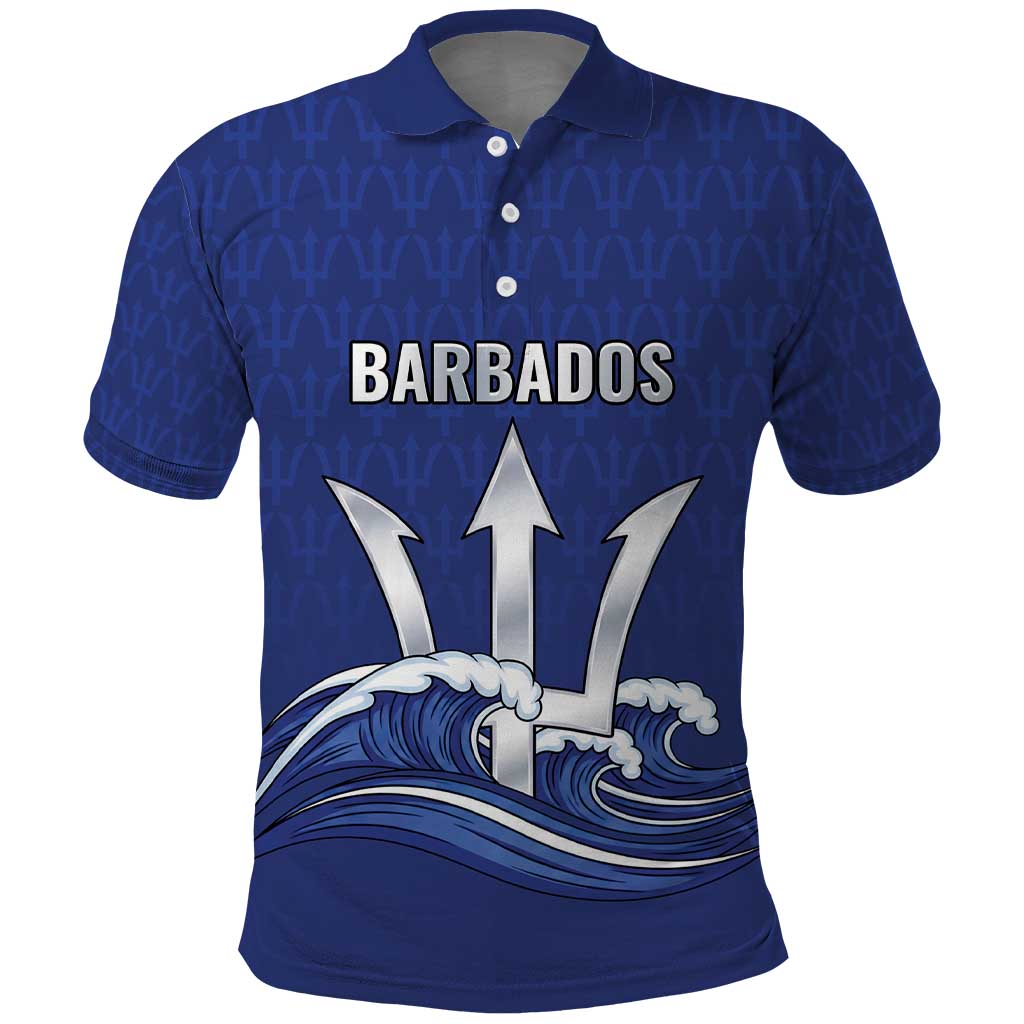 Caribbean Cricket Barbados Custom Polo Shirt Trident Champions Wave LT9