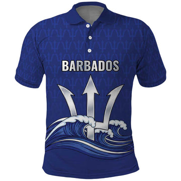 Caribbean Cricket Barbados Custom Polo Shirt Trident Champions Wave LT9