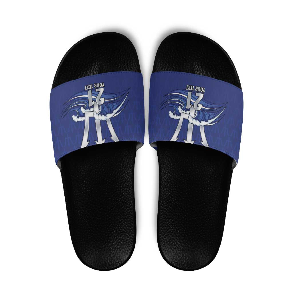 Caribbean Cricket Barbados Custom Slide Sandals Trident Champions Wave LT9