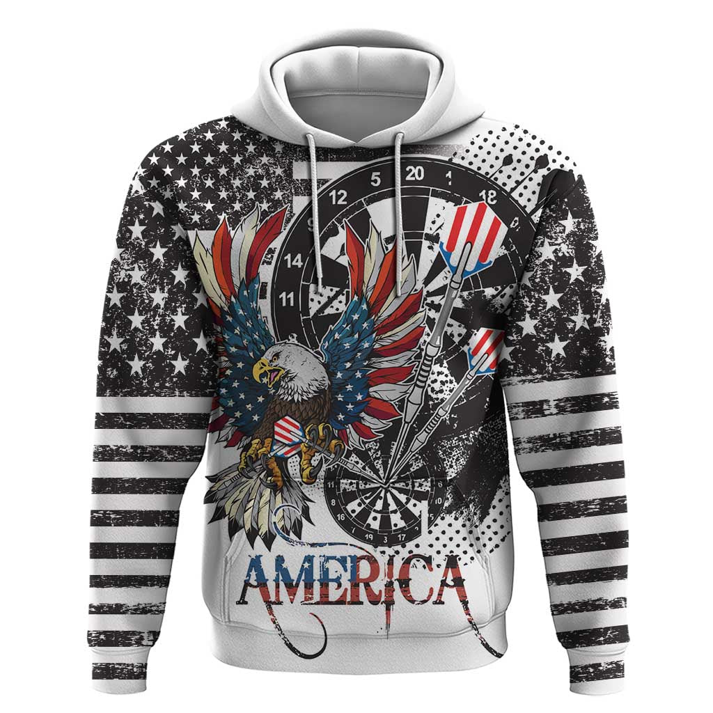 USA Darts Hoodie American Bald Eagle with Grunge Style LT9