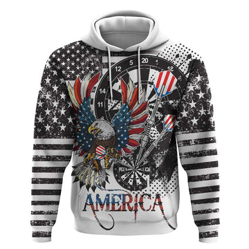 USA Darts Hoodie American Bald Eagle with Grunge Style LT9