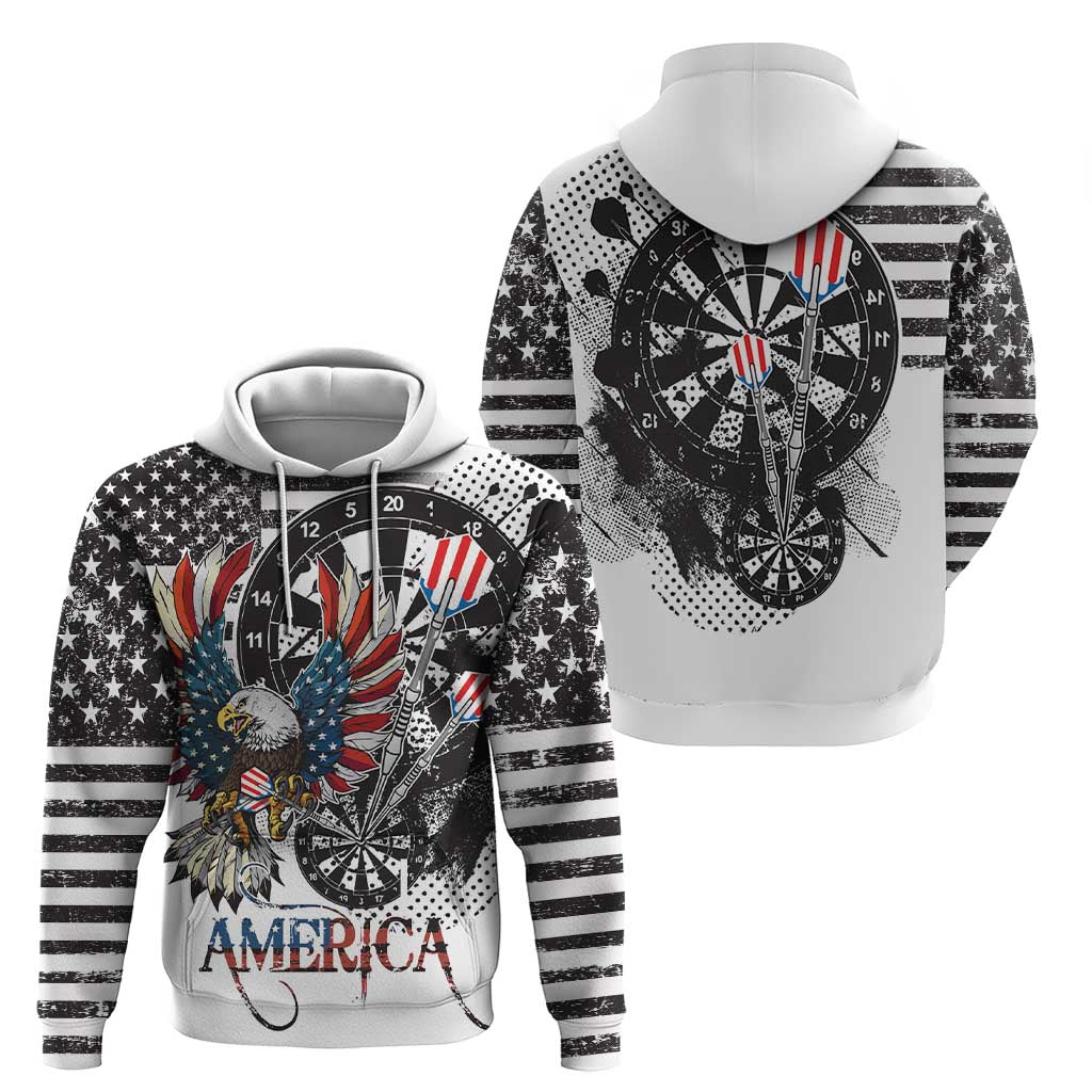 USA Darts Hoodie American Bald Eagle with Grunge Style LT9