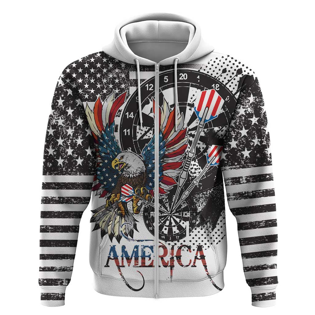 USA Darts Hoodie American Bald Eagle with Grunge Style LT9