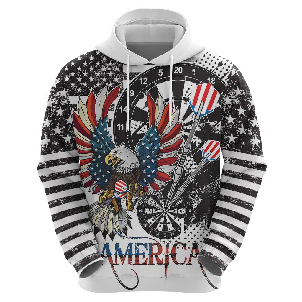 USA Darts Hoodie American Bald Eagle with Grunge Style LT9