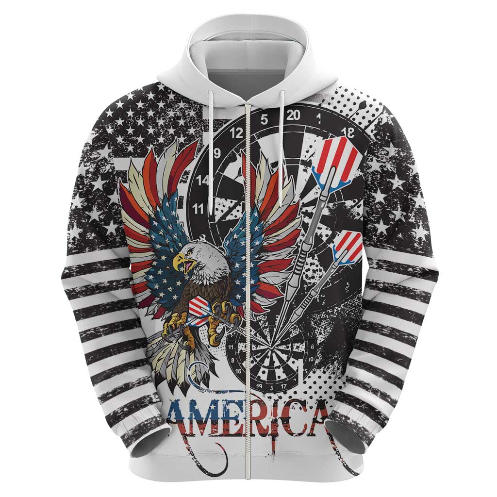 USA Darts Hoodie American Bald Eagle with Grunge Style LT9