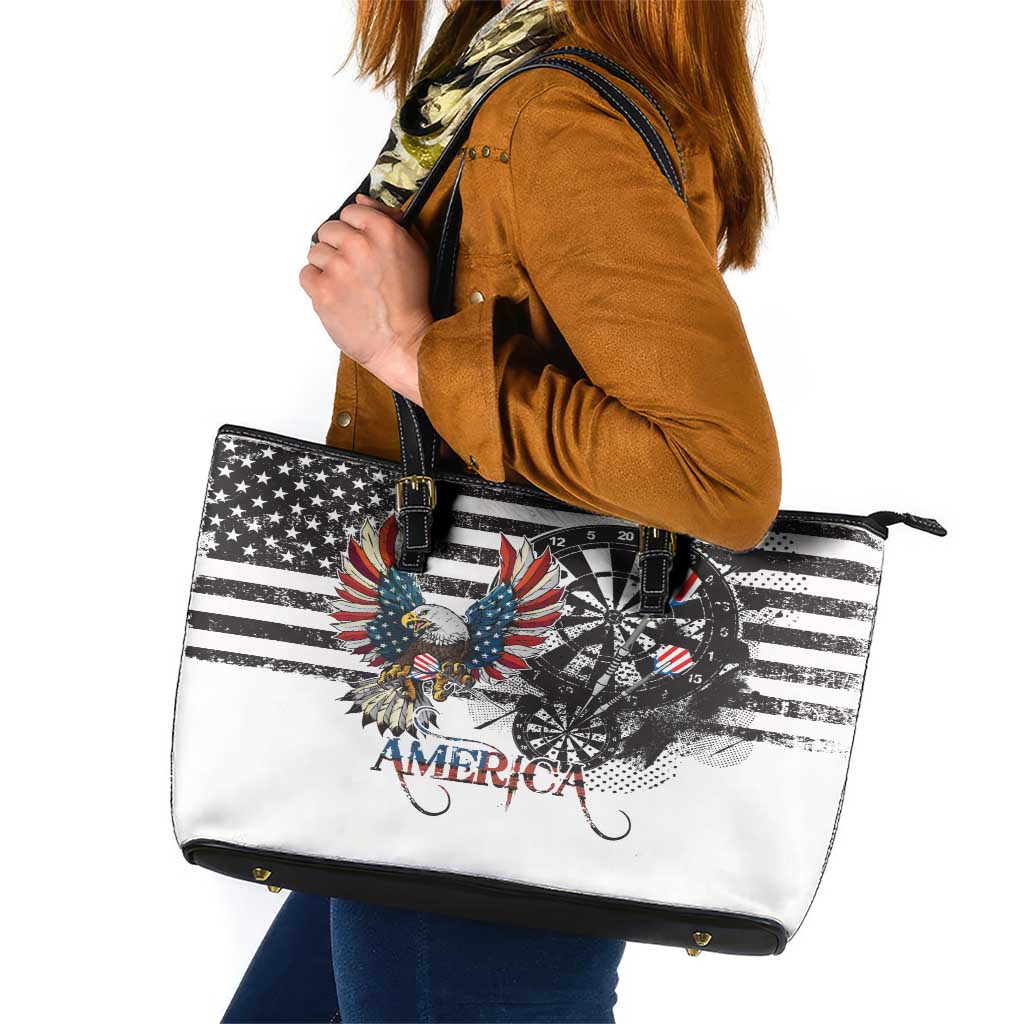 USA Darts Leather Tote Bag American Bald Eagle with Grunge Style LT9