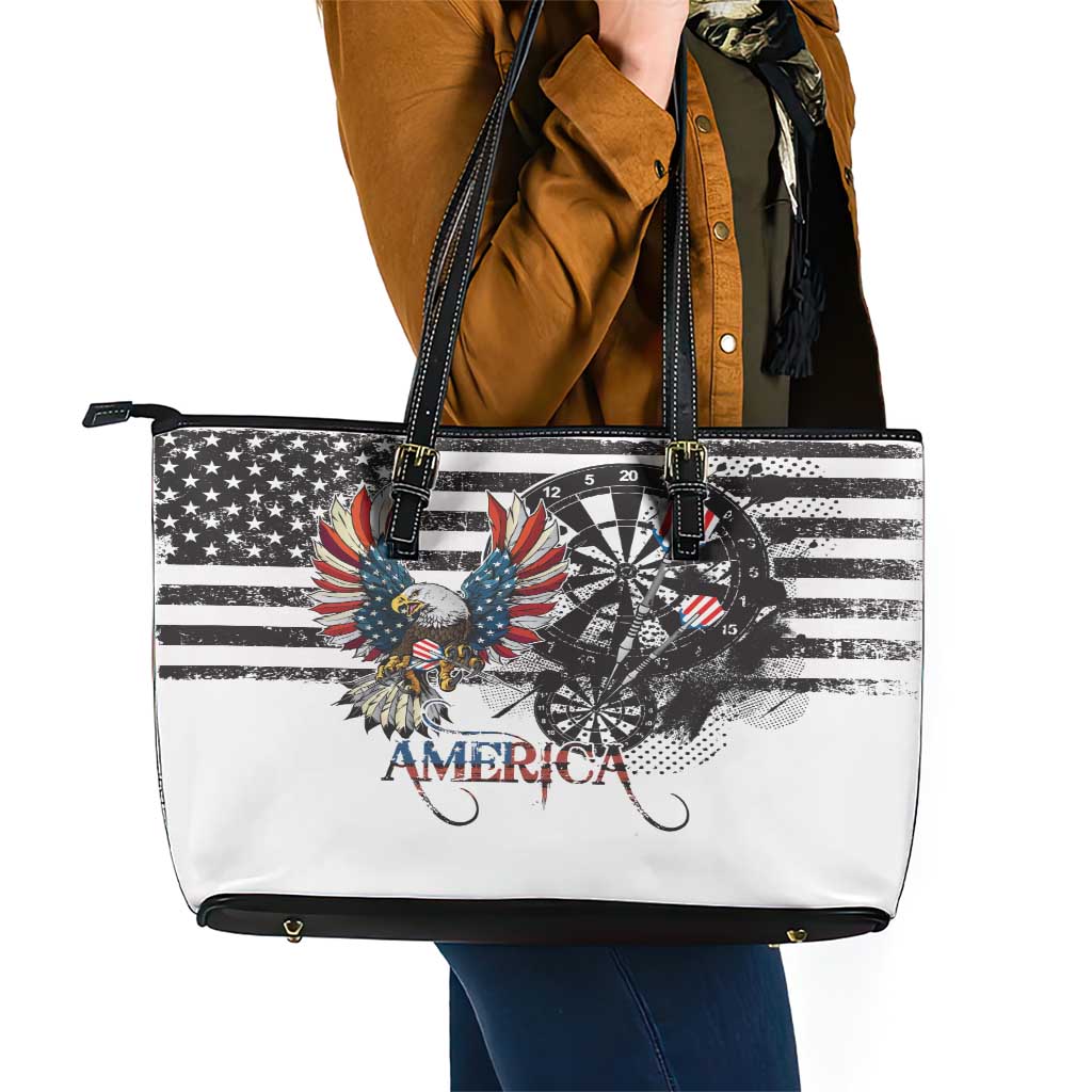 USA Darts Leather Tote Bag American Bald Eagle with Grunge Style LT9