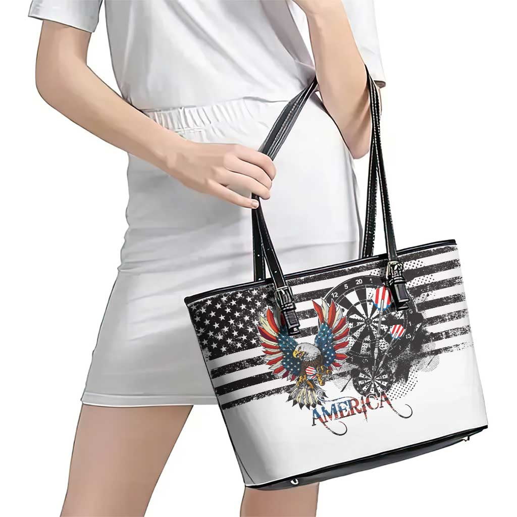 USA Darts Leather Tote Bag American Bald Eagle with Grunge Style LT9