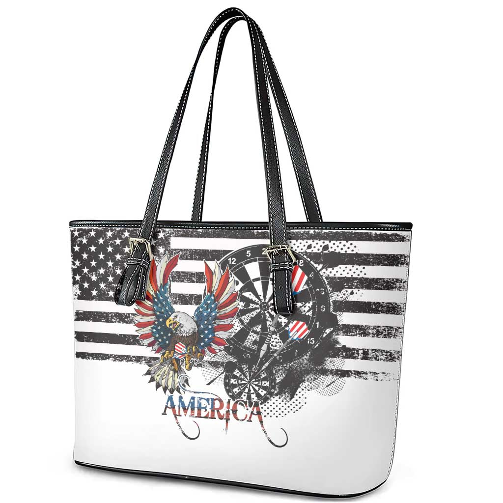USA Darts Leather Tote Bag American Bald Eagle with Grunge Style LT9
