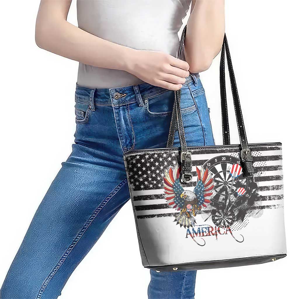 USA Darts Leather Tote Bag American Bald Eagle with Grunge Style LT9