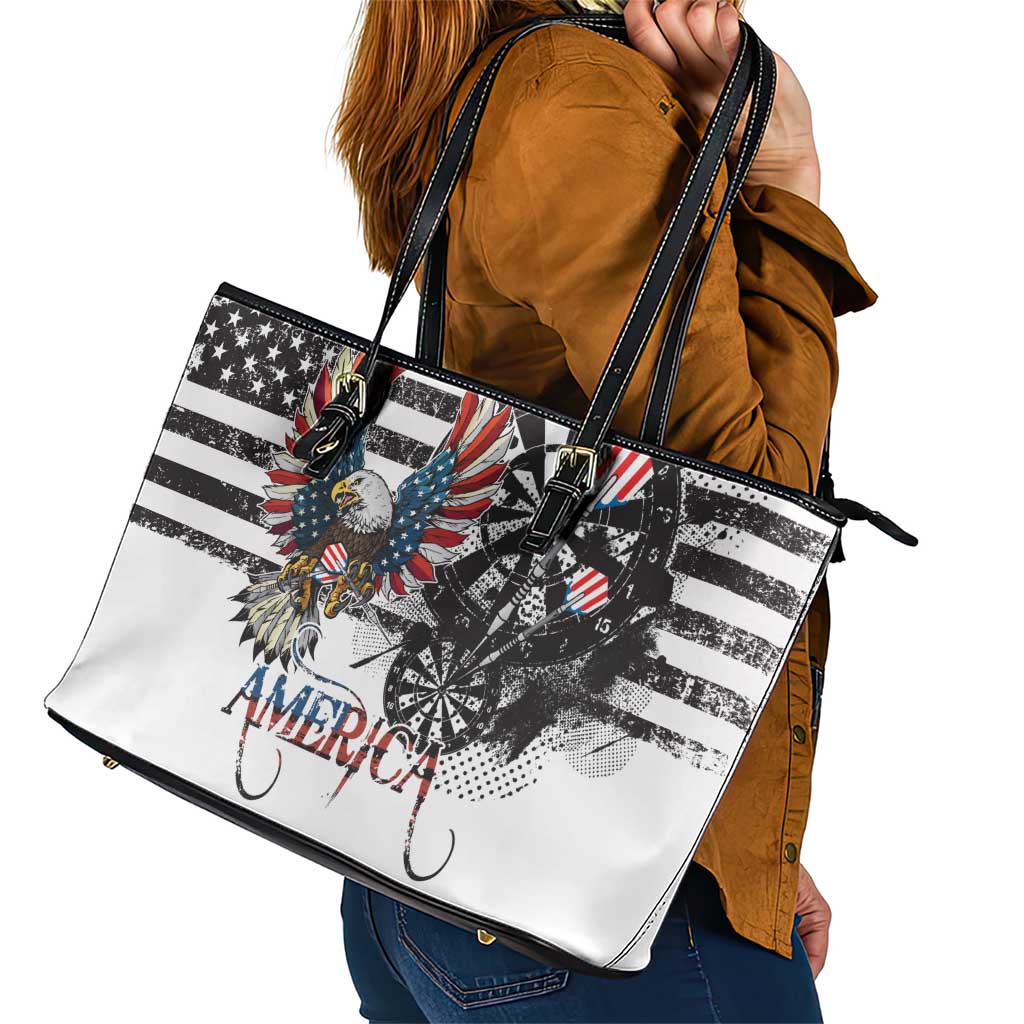 USA Darts Leather Tote Bag American Bald Eagle with Grunge Style LT9