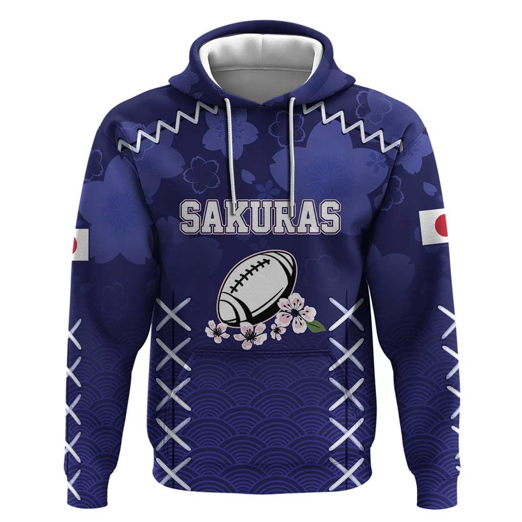 Custom Japan Rugby Pacific Hoodie Sakuras Rising Sun with Polynesian Pattern LT9
