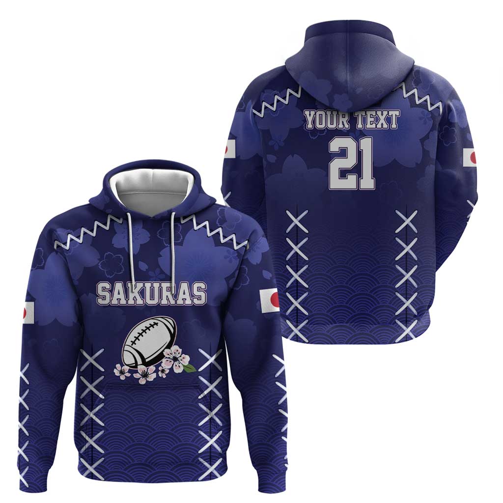 Custom Japan Rugby Pacific Hoodie Sakuras Rising Sun with Polynesian Pattern LT9