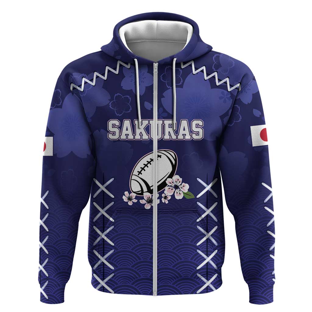 Custom Japan Rugby Pacific Hoodie Sakuras Rising Sun with Polynesian Pattern LT9