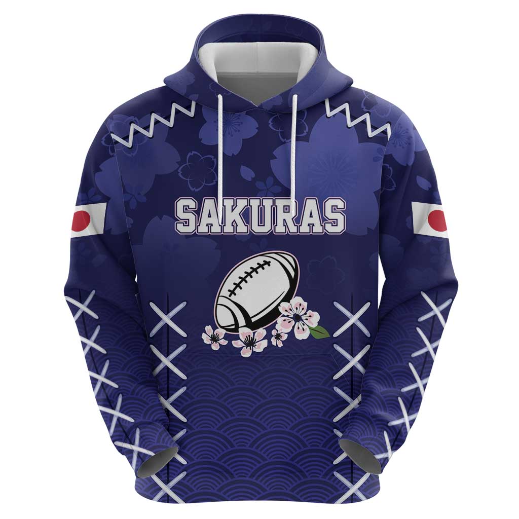 Custom Japan Rugby Pacific Hoodie Sakuras Rising Sun with Polynesian Pattern LT9