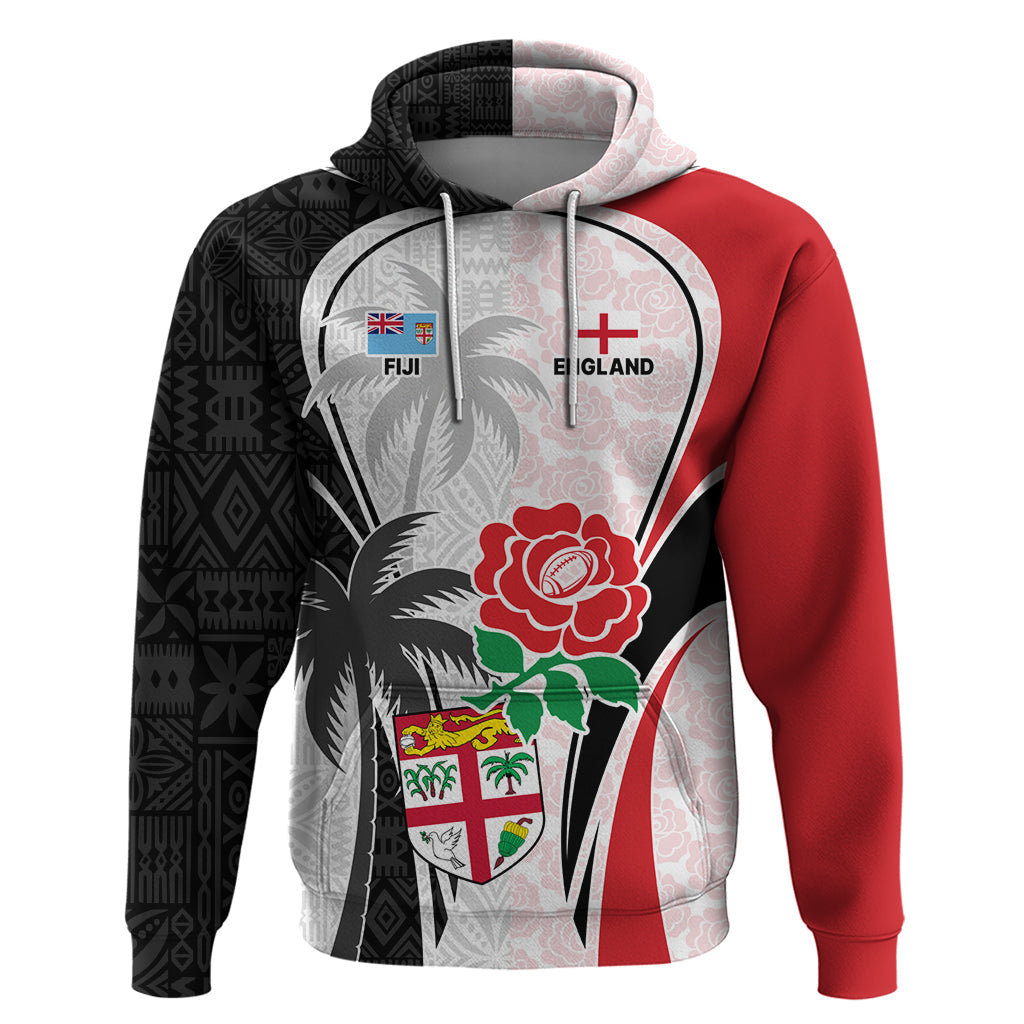 Custom Fiji England Rugby Hoodie Tapa Pattern and Rose Flower World Cup 2023 LT9