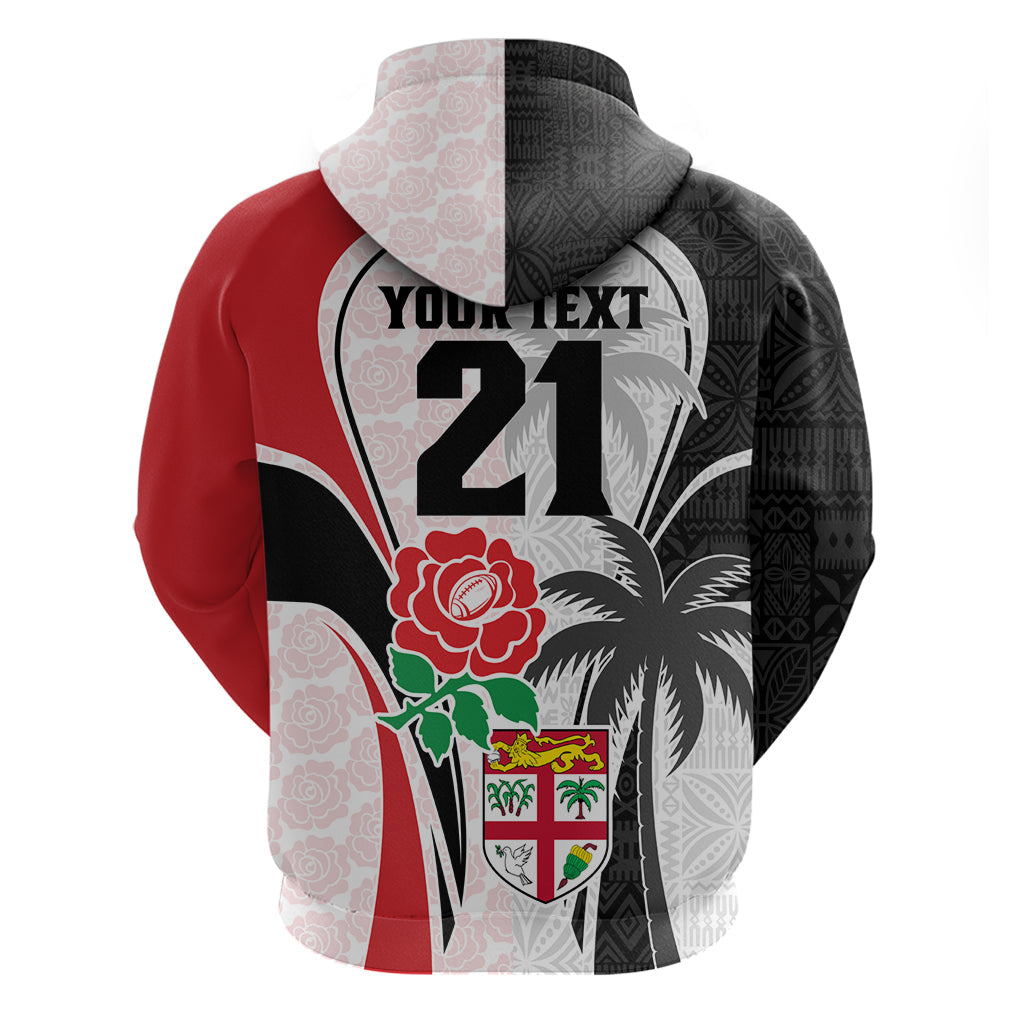 Custom Fiji England Rugby Hoodie Tapa Pattern and Rose Flower World Cup 2023 LT9