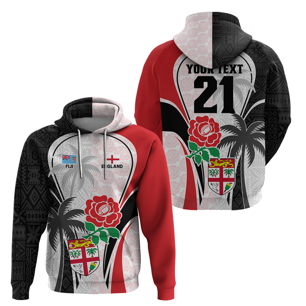 Custom Fiji England Rugby Hoodie Tapa Pattern and Rose Flower World Cup 2023 LT9