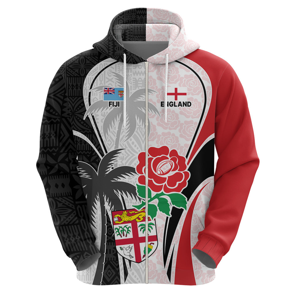 Custom Fiji England Rugby Hoodie Tapa Pattern and Rose Flower World Cup 2023 LT9