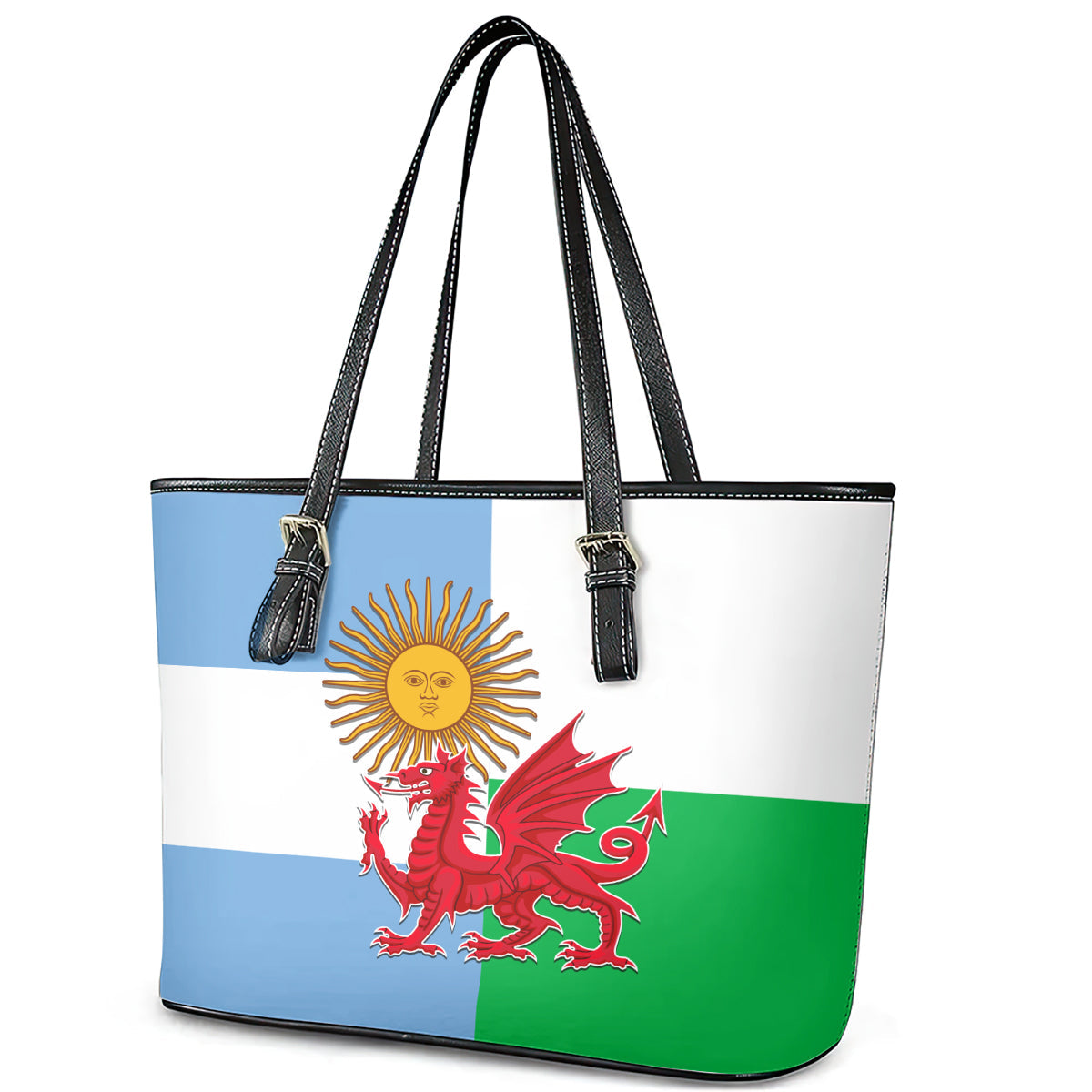Wales Argentina Rugby Leather Tote Bag The Welsh Dragon and Sol De Mayo World Cup 2023 LT9
