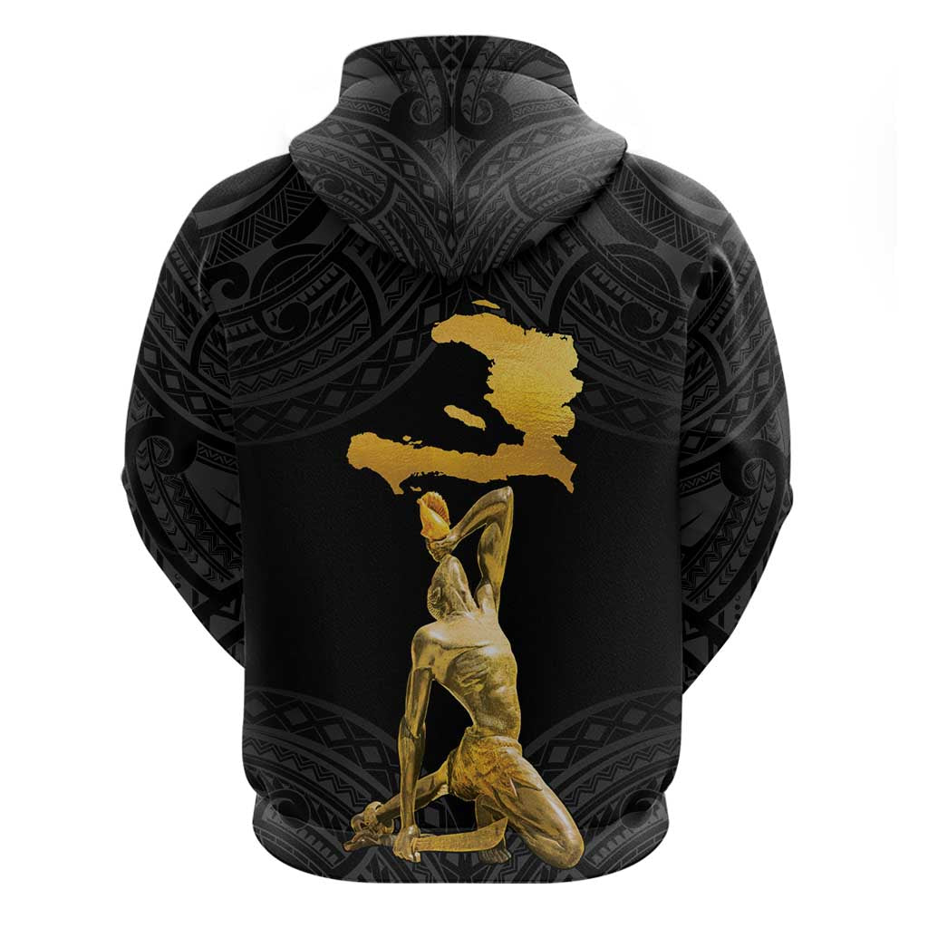 Haitian Negre Marron 1804 Hoodie Black Polynesian Pattern LT9