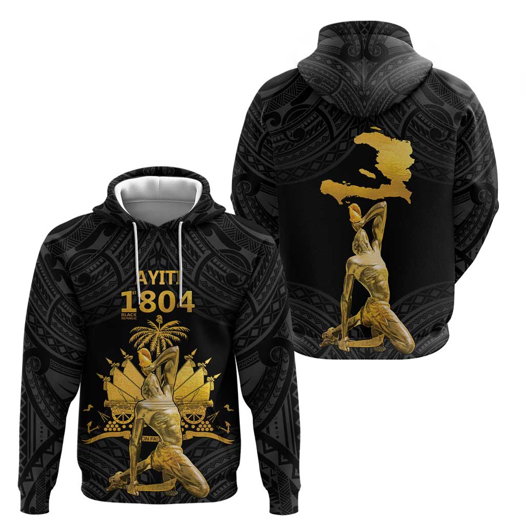 Haitian Negre Marron 1804 Hoodie Black Polynesian Pattern LT9