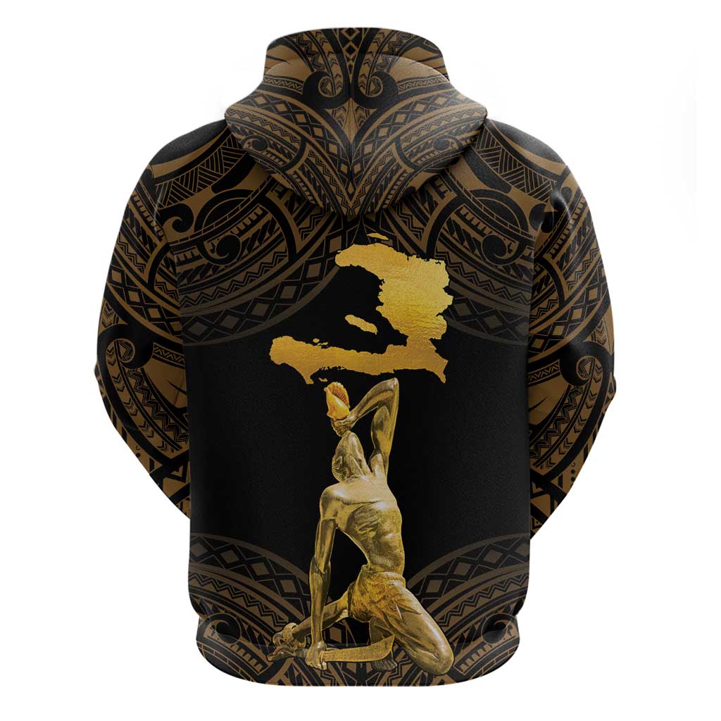 Haitian Negre Marron 1804 Hoodie Gold Polynesian Pattern LT9