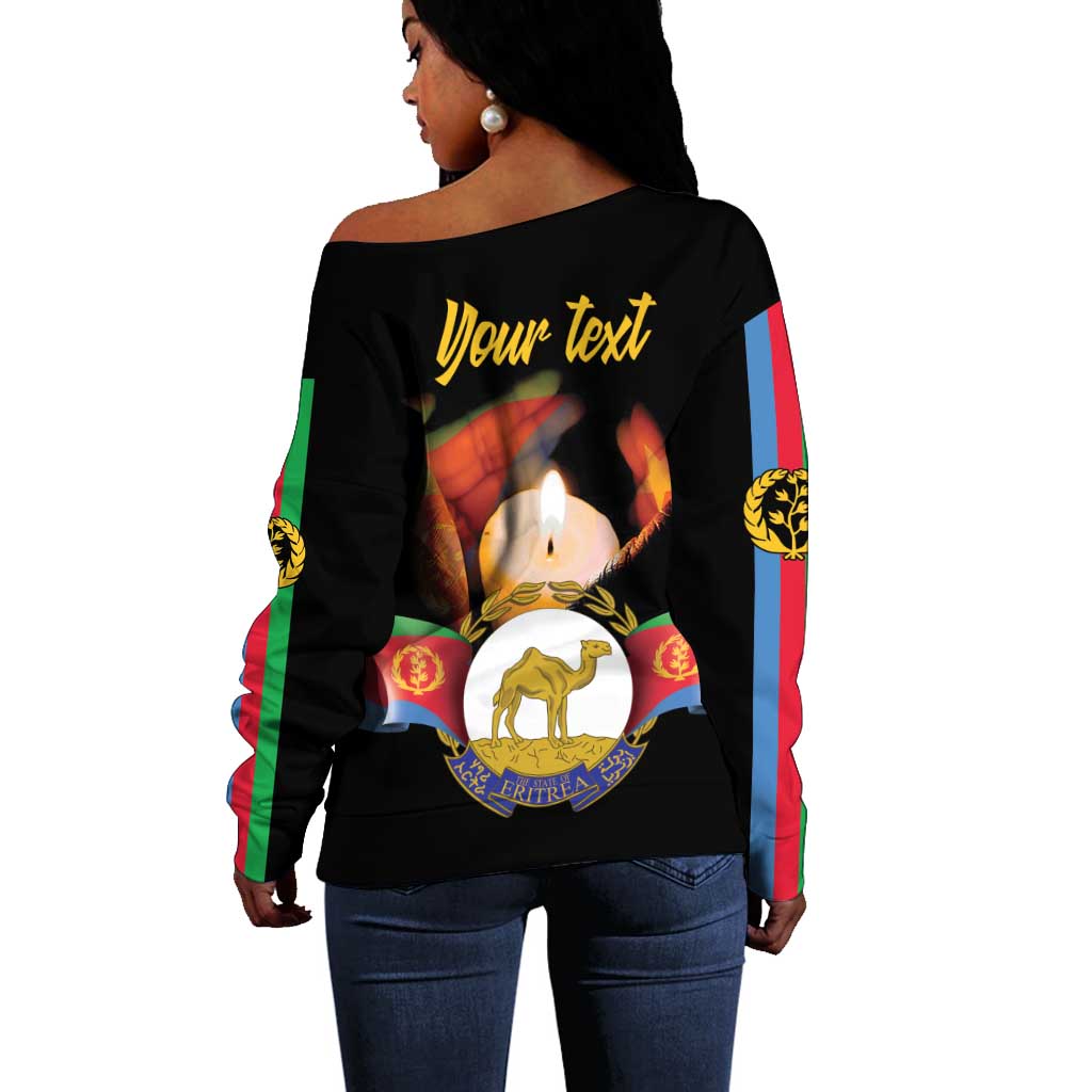 Personalized Afro-Eritrea Maelti Siwuat Off Shoulder Sweater Shida Shoes Glory To Our Martyrs Eritrea LT9