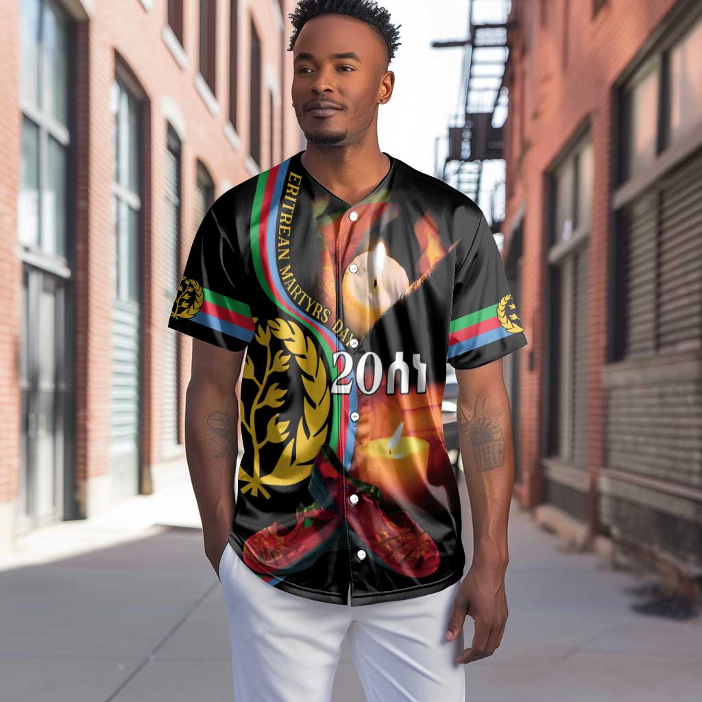 Personalized Afro-Eritrea Maelti Siwuat Baseball Jersey Candle Vigil Glory To Our Martyrs Eritrea LT9