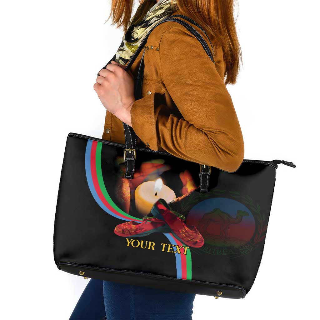 Personalized Eritrea Maelti Siwuat Leather Tote Bag Candle Vigil Glory To Our Martyrs Eritrea LT9