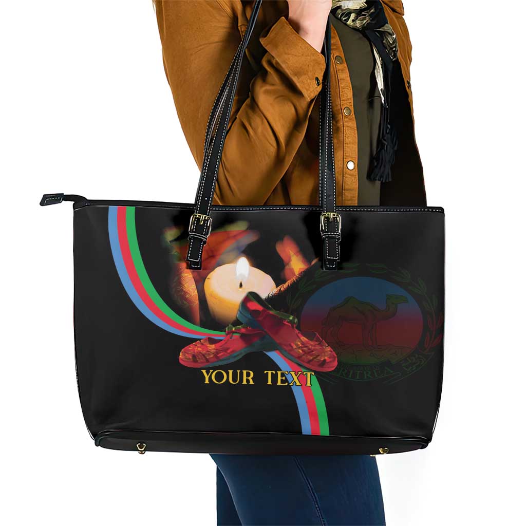 Personalized Eritrea Maelti Siwuat Leather Tote Bag Candle Vigil Glory To Our Martyrs Eritrea LT9