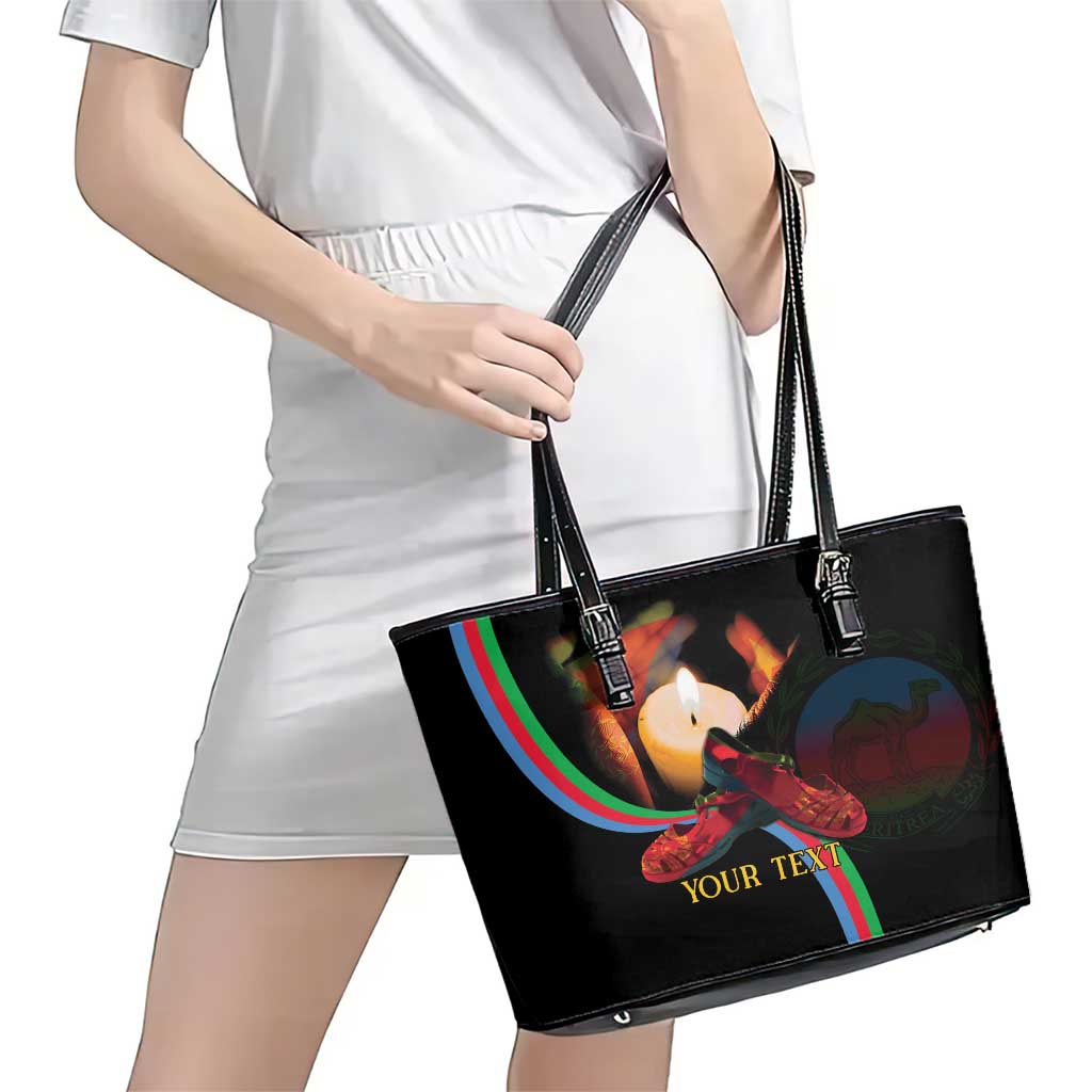 Personalized Eritrea Maelti Siwuat Leather Tote Bag Candle Vigil Glory To Our Martyrs Eritrea LT9