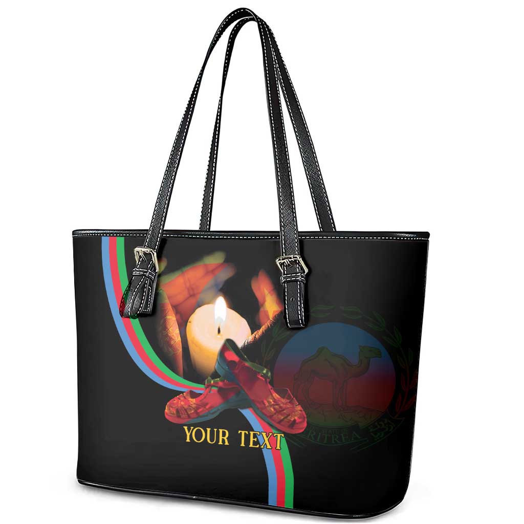 Personalized Eritrea Maelti Siwuat Leather Tote Bag Candle Vigil Glory To Our Martyrs Eritrea LT9