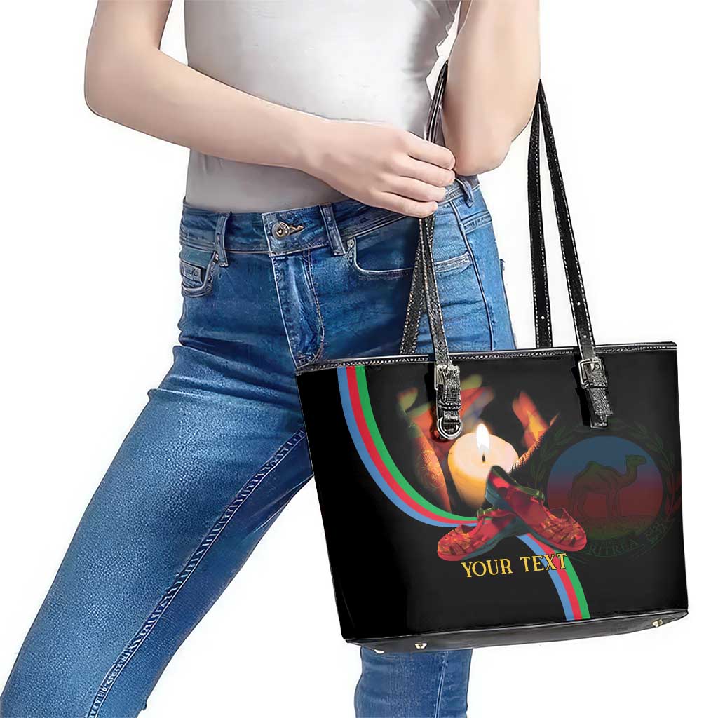 Personalized Eritrea Maelti Siwuat Leather Tote Bag Candle Vigil Glory To Our Martyrs Eritrea LT9